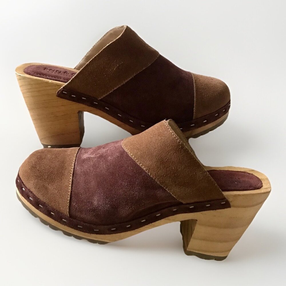 Rag & Co  Patchwork‎ Suede Mule Clogs Size 9.5 Retro Boho 70s